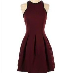 T by Alexander wang maroon neoprene pleated halter dress size large